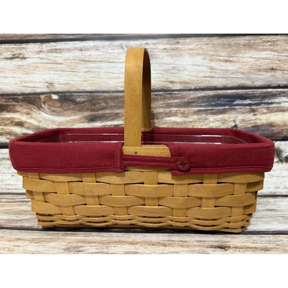Longaberger Burgundy Basket Liner Fits 15x9 Basket Button Authentic Spring